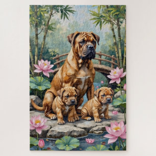 Shar-Pei Lotusgarten Kunst Puzzle