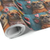 Shar Pei mit Herz-Rose Valentinstag Geschenkpapier (Rolleneckpunkt)