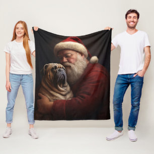 Shar Pei mit Weihnachtsmann Festliches Weihnachten Fleecedecke