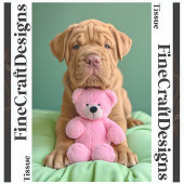 Shar-pei Niedlich Hund und Pink Teddy Decoupage R Seidenpapier