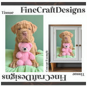 Shar-pei Niedlich Hund und Pink Teddy Decoupage R  Seidenpapier