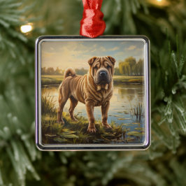Shar Pei Ornament Aus Metall