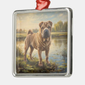 Shar Pei Ornament Aus Metall (Links)
