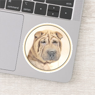 Shar Pei Painting - Niedliche Original Dog Art Aufkleber
