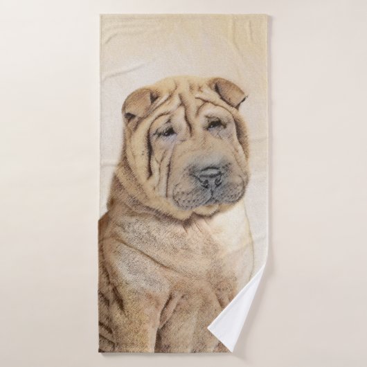 Shar Pei Painting - Niedliche Original Dog Art Badhandtuch Set (Badehandtuch)