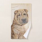 Shar Pei Painting - Niedliche Original Dog Art Badhandtuch Set (Handtuch)