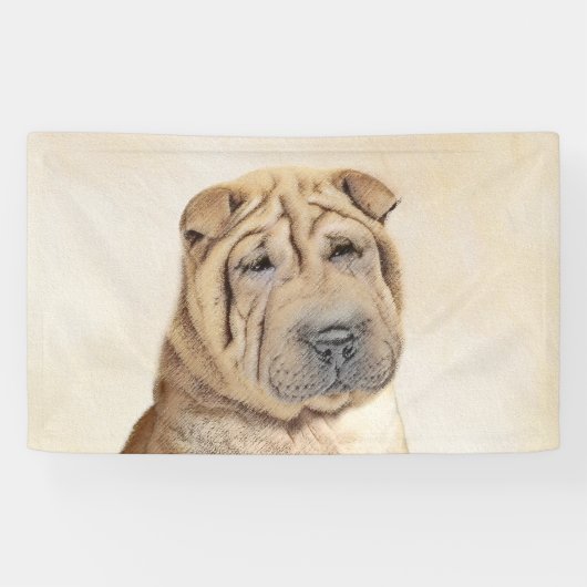 Shar Pei Painting - Niedliche Original Dog Art Banner (Horizontal)