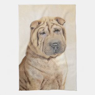 Shar Pei Painting - Niedliche Original Dog Art Geschirrtuch