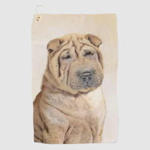 Shar Pei Painting - Niedliche Original Dog Art Golfhandtuch