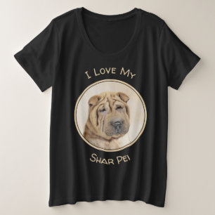 Shar Pei Painting - Niedliche Original Dog Art Große Größe T-Shirt