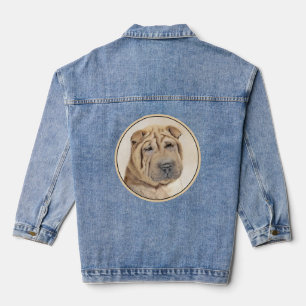 Shar Pei Painting - Niedliche Original Dog Art Jeansjacke