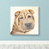 Shar Pei Painting - Niedliche Original Dog Art Leinwanddruck (Insitu (Holzboden))