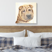 Shar Pei Painting - Niedliche Original Dog Art Leinwanddruck (Insitu (Schlafzimmer))