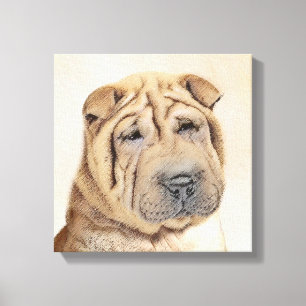 Shar Pei Painting - Niedliche Original Dog Art Leinwanddruck