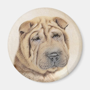 Shar Pei Painting - Niedliche Original Dog Art Magnet