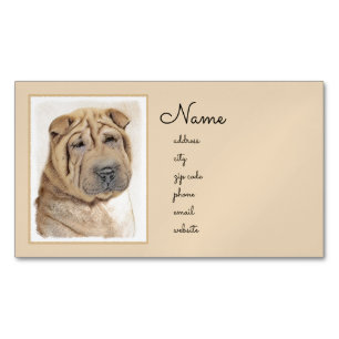 Shar Pei Painting - Niedliche Original Dog Art Magnetische Visitenkarte