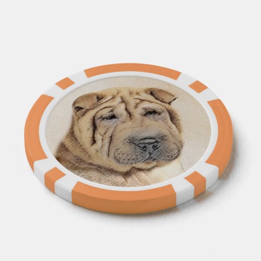 Shar Pei Painting - Niedliche Original Dog Art Pokerchips (Einzeln)