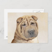Shar Pei Painting - Niedliche Original Dog Art Postkarte (Vorne/Hinten)