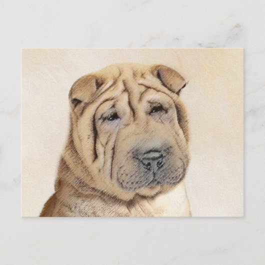 Shar Pei Painting - Niedliche Original Dog Art Postkarte (Vorderseite)