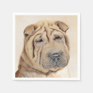 Shar Pei Painting - Niedliche Original Dog Art Serviette