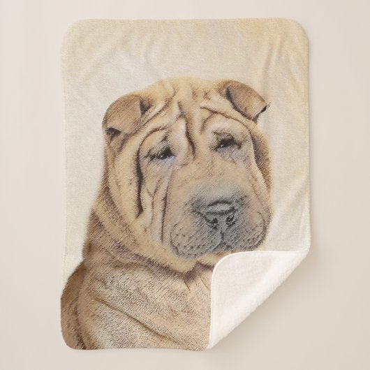 Shar Pei Painting - Niedliche Original Dog Art Sherpadecke (Vorderseite)