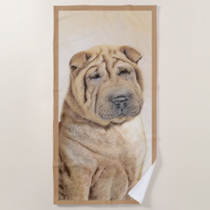 Shar Pei Painting - Niedliche Original Dog Art Strandtuch