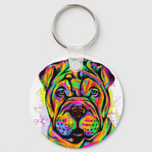 Shar Pei Puppy Dog Lifestyle Button Schlüsselanhänger