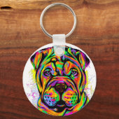 Shar Pei Puppy Dog Lifestyle Button Schlüsselanhänger (Vorderseite)