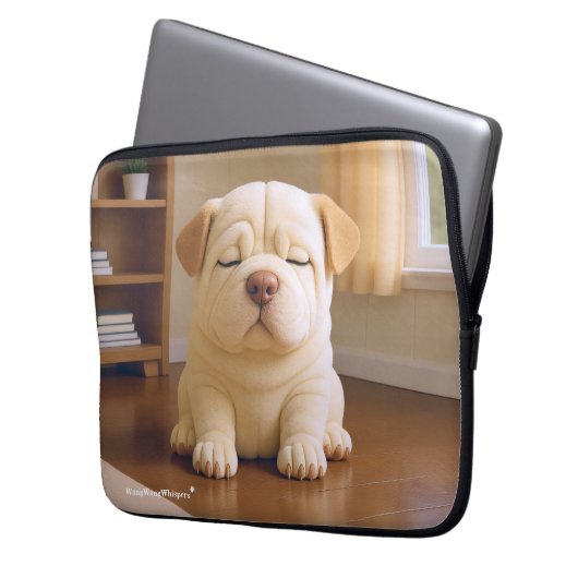 Shar Pei Puppy - Soft Serenity by WangWang Laptopschutzhülle (Vorderseite Links)