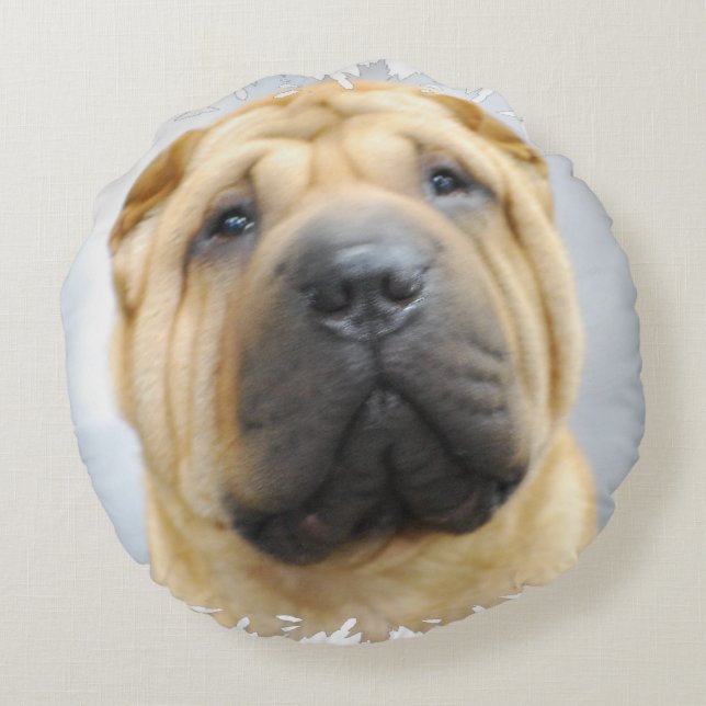 Shar Pei Rundes Kissen (Rückseite)
