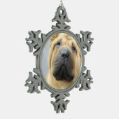 Shar Pei Schneeflocken Zinn-Ornament (Links)