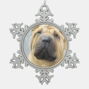 Shar Pei Schneeflocken Zinn-Ornament
