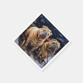 Shar Pei Snowy Sleigh Weihnachtsdekor Serviette (Ecke)