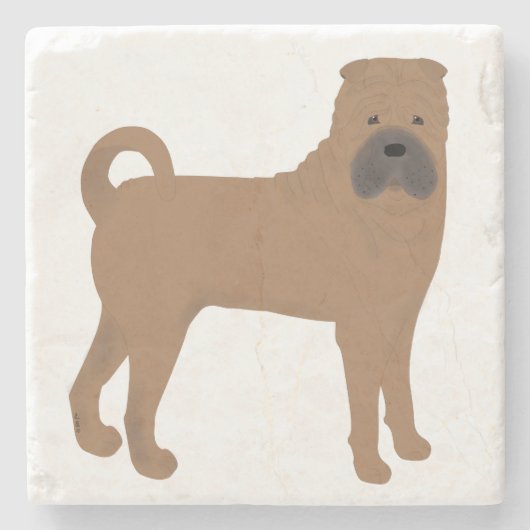 Shar Pei Stone Untersetzer (Vorderseite)
