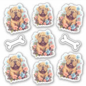 Shar Pei trifft Blume Aufkleber (Vorderseite)