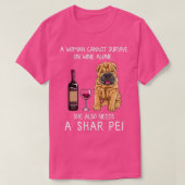 Shar Pei und Wein Funny dog T-Shirt (Design vorne)