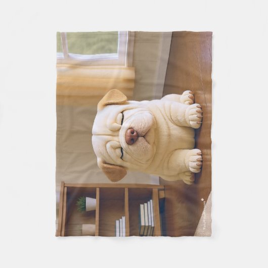 Shar Pei Welpe - Sanfte Ruhe von WangWang Fleecedecke (Vorderseite)