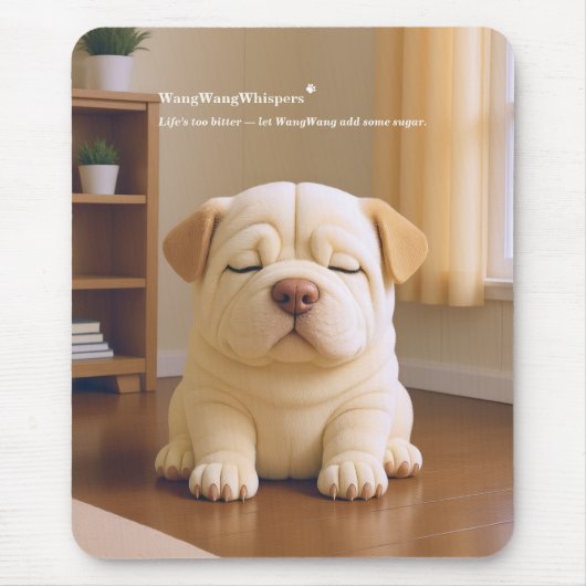 Shar Pei Welpe - Sanfte Ruhe von WangWang Mousepad (Vorne)