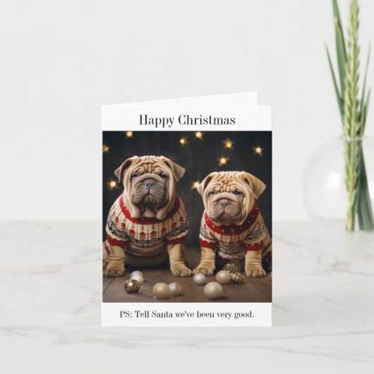 Shar Pei Welppies Happy Christmas Card Karte (Vorderseite)