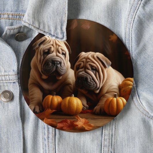 Shar Pei Welppy Autumn Delight Pumpkin Button (Beispiel)