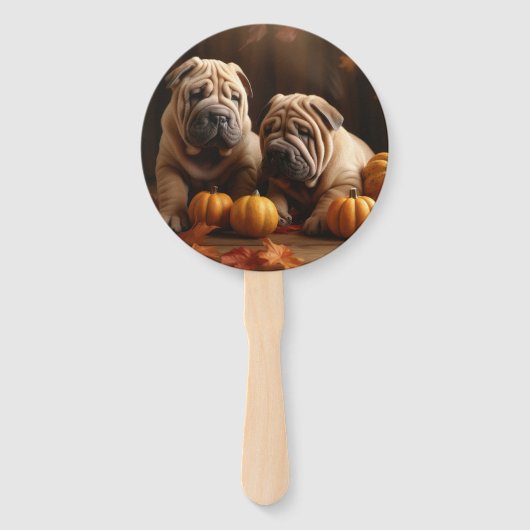 Shar Pei Welppy Autumn Delight Pumpkin Fächer (Rückseite)