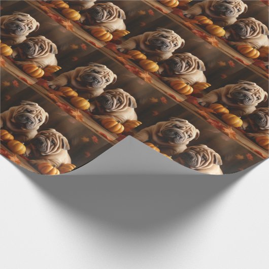 Shar Pei Welppy Autumn Delight Pumpkin Geschenkpapier (Ecke)