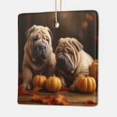 Shar Pei Welppy Autumn Delight Pumpkin Keramikornament (Links)
