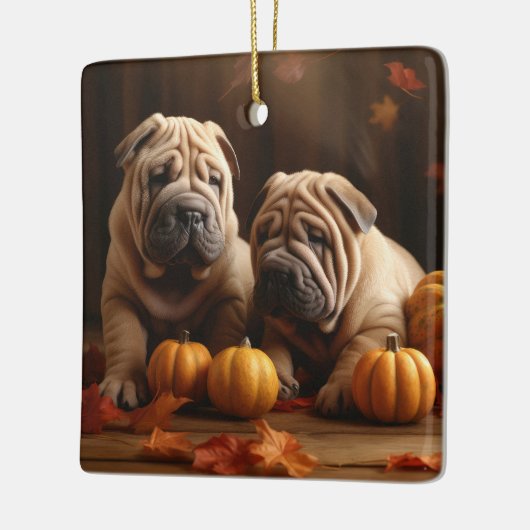 Shar Pei Welppy Autumn Delight Pumpkin Keramikornament (Links)