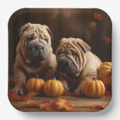 Shar Pei Welppy Autumn Delight Pumpkin Pappteller (Vorderseite)