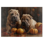 Shar Pei Welppy Autumn Delight Pumpkin Schneidebrett (Vorderseite)