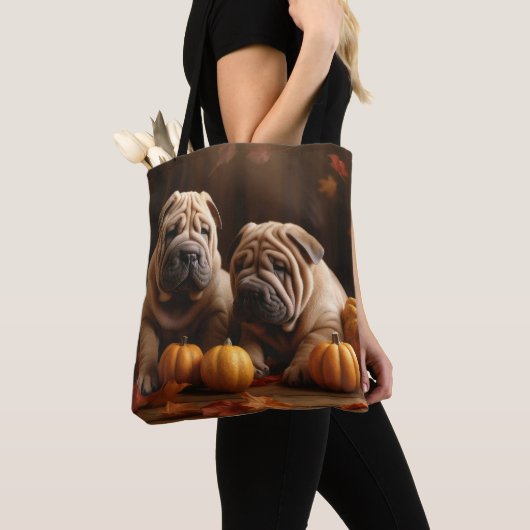 Shar Pei Welppy Autumn Delight Pumpkin Tasche (Von Nahem)