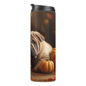 Shar Pei Welppy Autumn Delight Pumpkin Thermosbecher (Nach rechts gedreht)
