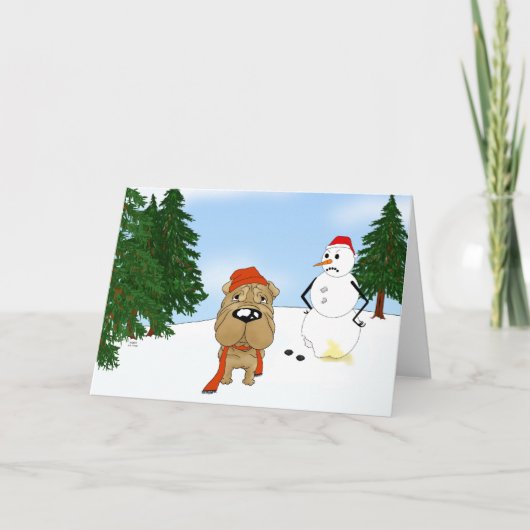 Shar-Pei Winter Szene Feiertagskarte (Vorderseite)