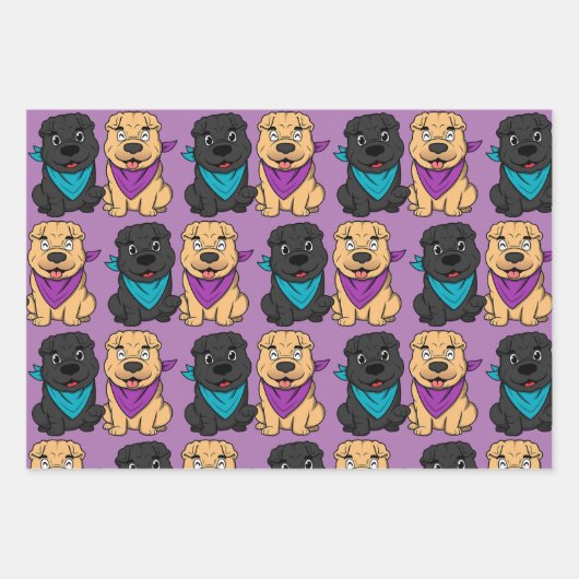 Shar Pei Wrapping Paper Geschenkpapier Set (Vorderseite 3)